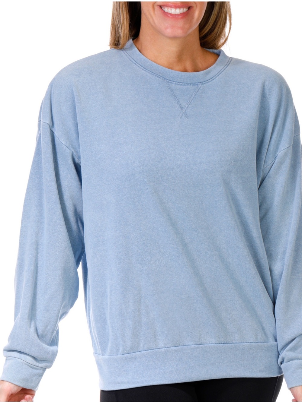 NWT Gottex Denim Wash Crew Neck Sweatshirt Size XS